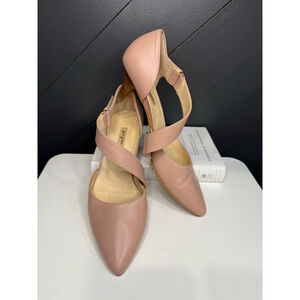 Women's Paul Green Nude Blush Pink Leather Cross Strap Pump Heels Sz 8.5 US